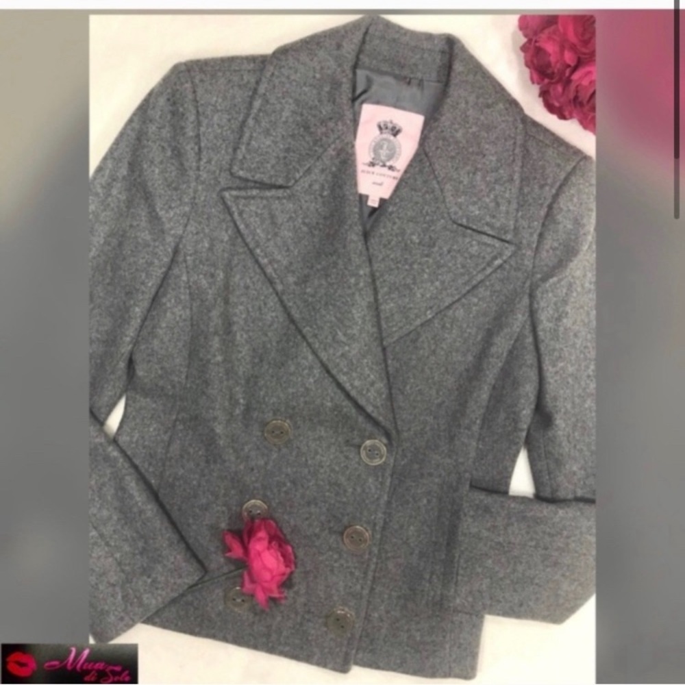 JUICY COUTURE Gray Wool Pea Coat Jacket